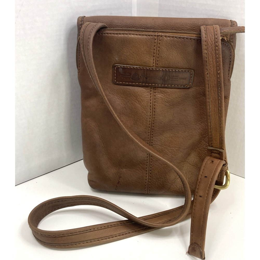 Vintage Authentic Fossil Brown Leather Small Hipster/Crossbody‎ Purse 9"